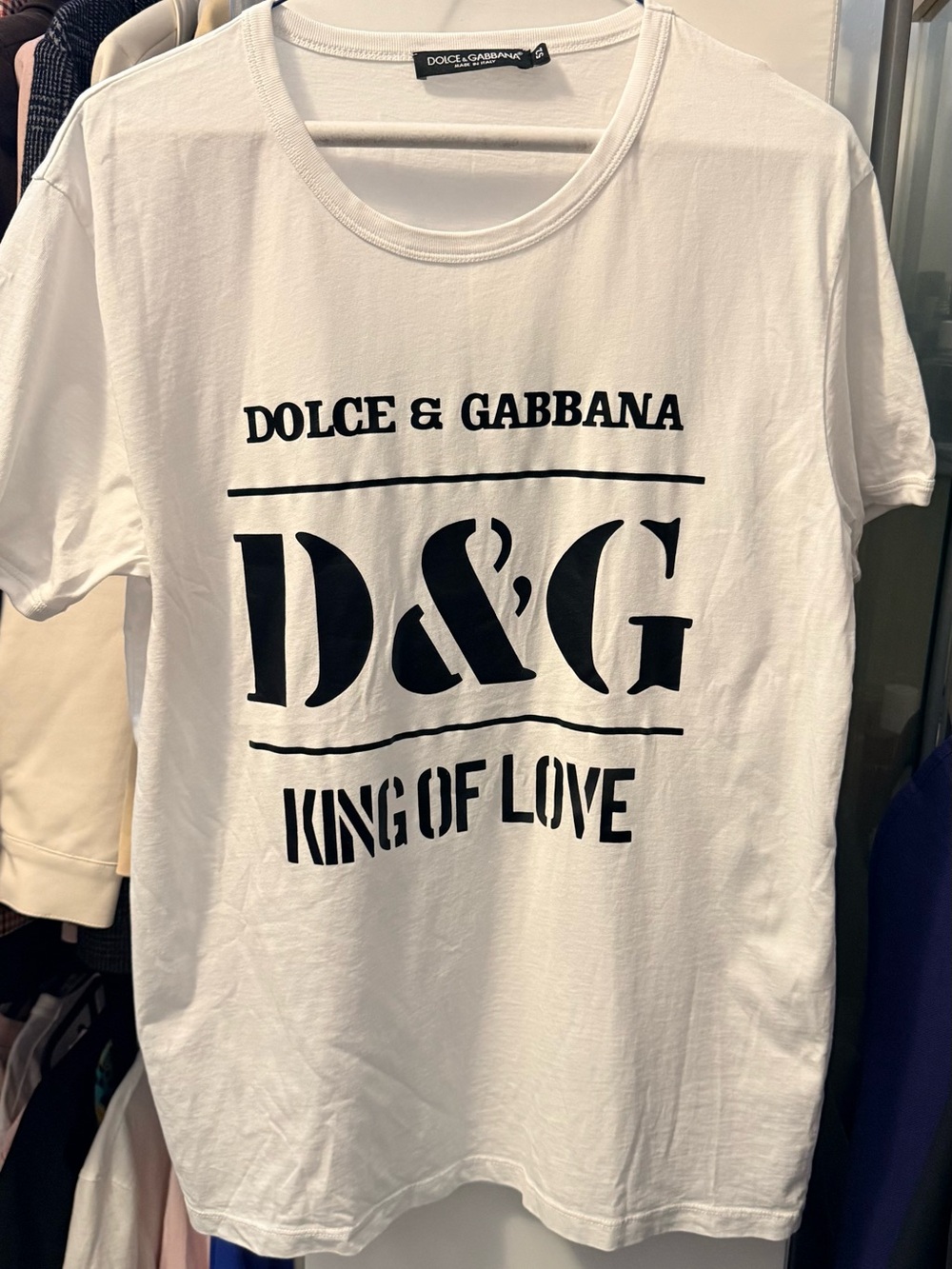 Dolce & Gabbana White T-Shirt with Black D&G 'King of Love' Graphic